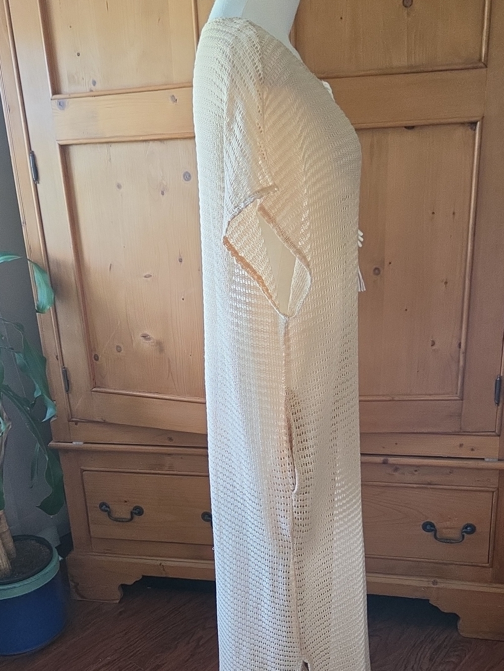 Haute Hippie Crochet Cover Up Maxi Dress Tan Size M - Picture 3 of 8
